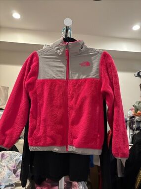 The North Face Hot Pink and Light Gray Fleece Zip Jacket